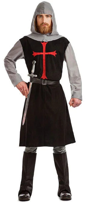 Disfraz de Cruzado Medieval Negro para Adulto Medieval Kimokawaii